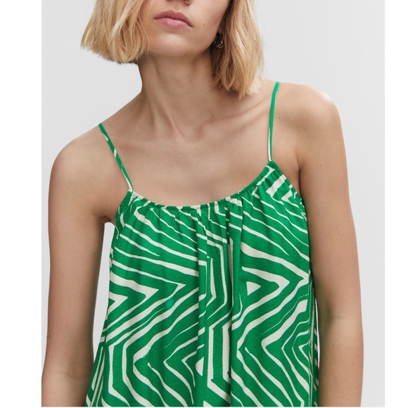 NWT SZ 2 MANGO Kelly Green Print Ruffle MIDI Sundress❣️ - Picture 5 of 5